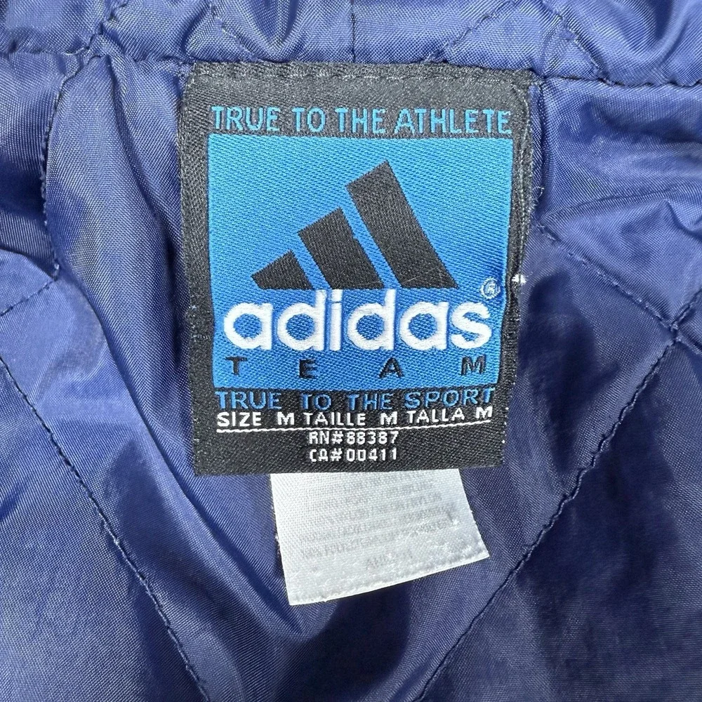 Vintage Adidas Jacket Boy's Medium Blue Hooded Full Zip Trefoil‎